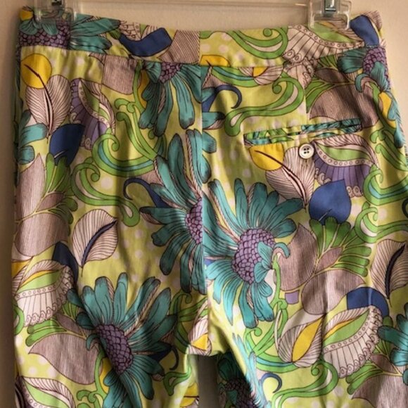 J. MCLAUGHLIN Yellow Turquoise Floral Capris Vintage 6 - Picture 5 of 15